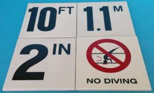 6" Skid Resistant Ceramic Depth & Safety Marker Tile for Decks